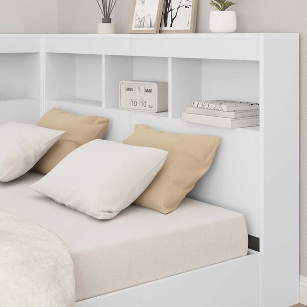 vidaXL T&ecirc;te de lit de rangement Blanc 120 cm Bois d'ing&eacute;nierie