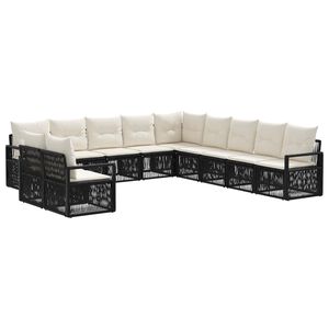 vidaXL Ensemble de canap&eacute; de jardin 11 pcs Noir polyrotin