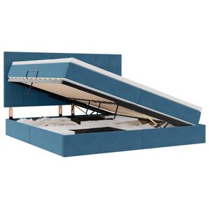 vidaXL Lit avec rangement et matelas Bleu fonc&eacute; 200 x 200 cm Velours