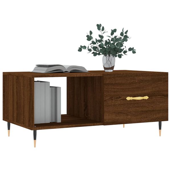 vidaXL Table basse ch&ecirc;ne marron 90x50x40 cm bois d'ing&eacute;nierie