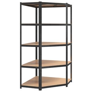 vidaXL &Eacute;tag&egrave;re d'angle 5 niveaux Gris Acier et bois d'ing&eacute;nierie