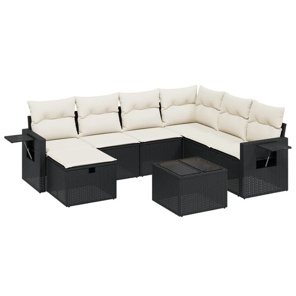 vidaXL Salon de jardin 8 pcs avec coussins noir r&eacute;sine tress&eacute;e