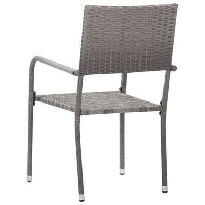 vidaXL Chaise à dîner de jardin empilable lot de 6 gris résine tressée