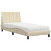 vidaXL Lit avec matelas Hanko cr&egrave;me 90x190 cm tissu