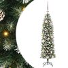 vidaXL Arbre de No&euml;l artificiel slim Vert et blanc 120 cm