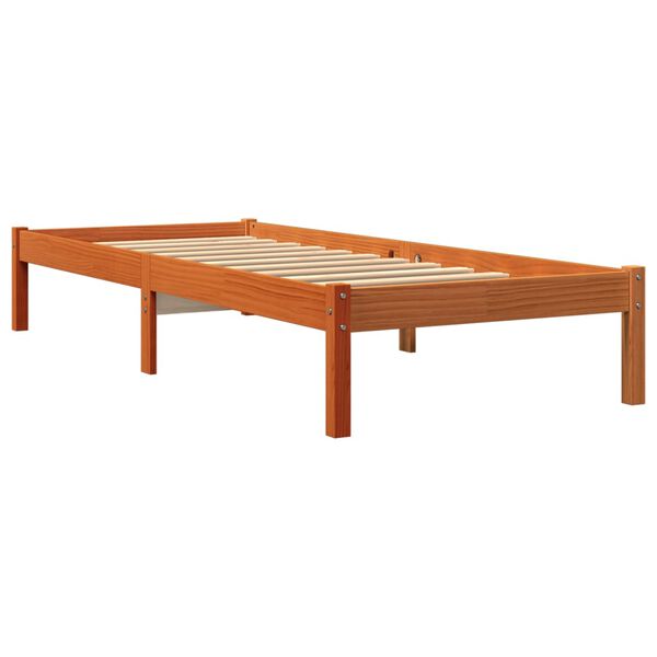 vidaXL Cadre de lit sans matelas cire marron 90x200 cm bois pin massif