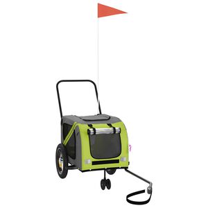 vidaXL Remorque de v&eacute;lo pour animaux de compagnie vert et noir