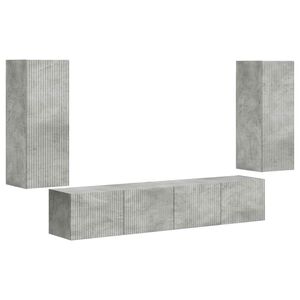 vidaXL Ensemble de meuble TV mural 4 pc Gris b&eacute;ton Bois d'ing&eacute;nierie