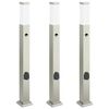 vidaXL Bornes lumineuses avec d&eacute;tecteur et prise lot de 3 80 cm acier inoxydable IP44