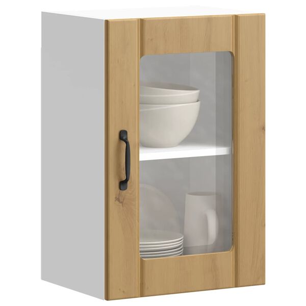 vidaXL Armoire murale de cuisine porte en verre Lucca ch&ecirc;ne artisanal