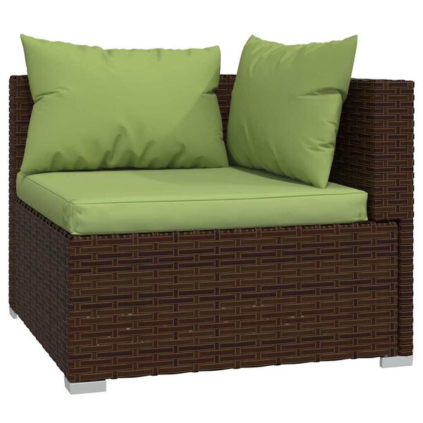 vidaXL Salon de jardin 4 pcs avec coussins R&eacute;sine tress&eacute;e Marron