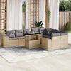 vidaXL Salon de jardin avec coussins 10 pcs beige r&eacute;sine tress&eacute;e