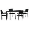 vidaXL Ensemble de salle &agrave; manger pour jardin 5 pcs Noir polyrotin