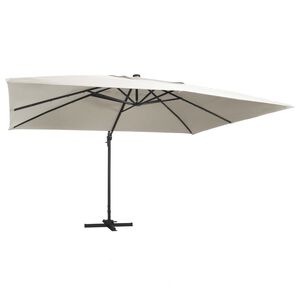 vidaXL Parasol de jardin en porte-&agrave;-faux lumi&egrave;res LED m&acirc;t en aluminium