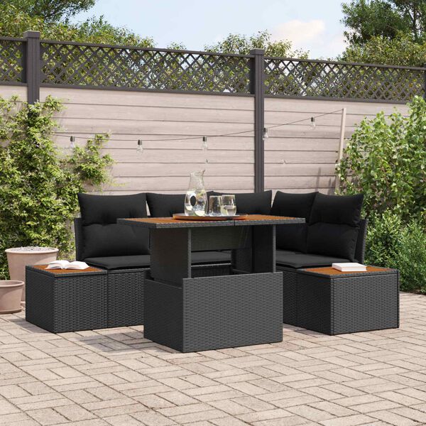 vidaXL Ensemble de canap&eacute; de jardin 5 pcs Noir Poly rotin
