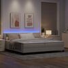 vidaXL Lit &agrave; ressorts avec matelas avec LED Taupe 200 x 200 cm tissu