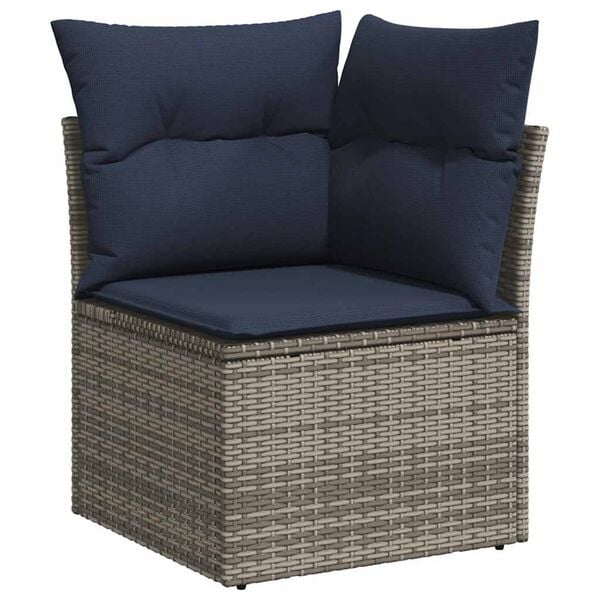 vidaXL Salon de jardin avec coussins 7pcs marron r&eacute;sine tress&eacute;e acacia