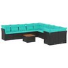 vidaXL Salon de jardin 11 pcs avec coussins noir r&eacute;sine tress&eacute;e