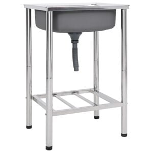 vidaXL &Eacute;vier de camping Seul lavabo Acier inoxydable