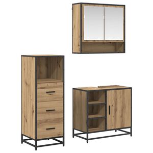 vidaXL Ensemble de mobilier de salle de bain 3 pcs Ch&ecirc;ne artisanal