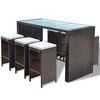 vidaXL Ensemble de bar de jardin 7 pcs coussins R&eacute;sine tress&eacute;e Marron