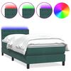 vidaXL Sommier &agrave; lattes de lit et matelas et LED vert fonc&eacute; 80x210 cm velours