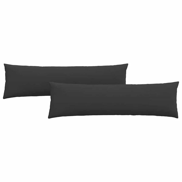 vidaXL Coussins de canap&eacute; 2 pcs Noir 145 x 40 cm tissu