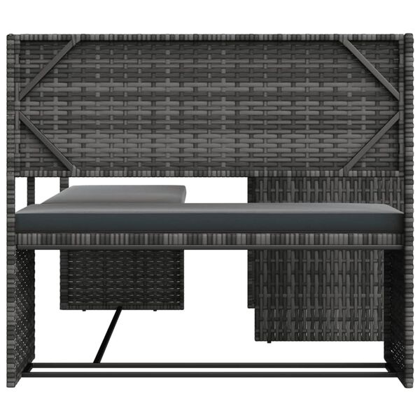 vidaXL Canapé de jardin avec table et coussins en forme de L gris
