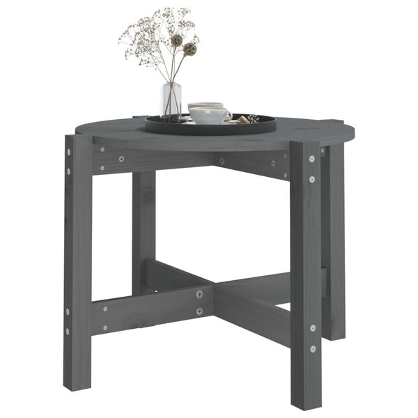 vidaXL Table basse Gris &Oslash; 62,5x45 cm Bois massif de pin