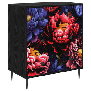 vidaXL Commode KIEL Imprim&eacute; de pivoine sombre 66 x 36,5 x 76 cm
