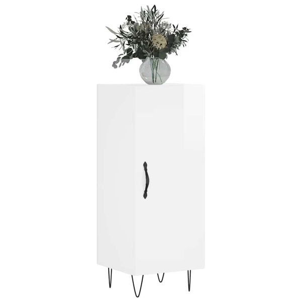 vidaXL Buffet Blanc brillant 34,5x34x90 cm Bois d'ing&eacute;nierie