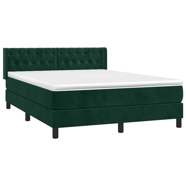 vidaXL Sommier &agrave; lattes de lit et matelas Vert fonc&eacute; 140x200cm Velours