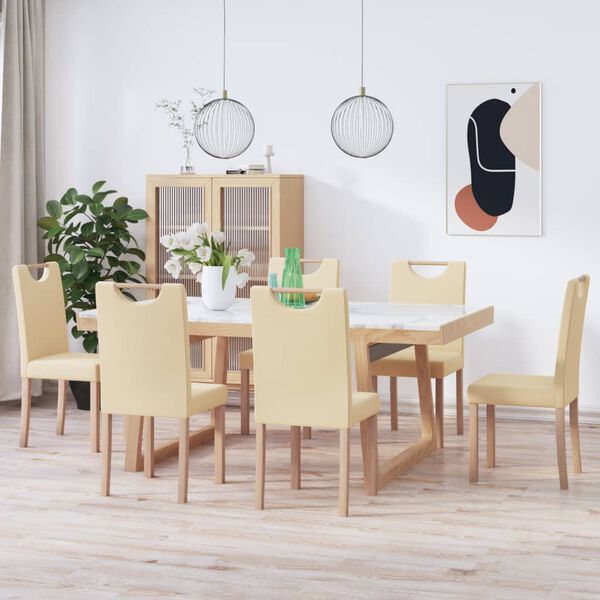vidaXL Chaises &agrave; manger lot de 6 cr&egrave;me tissu