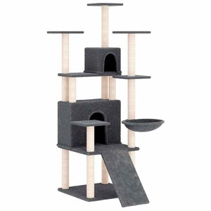 vidaXL Arbre &agrave; chat avec griffoirs en sisal Gris fonc&eacute; 154 cm