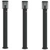 vidaXL Lampadaires d'ext&eacute;rieur et capteurs 3 pcs noir acier inoxydable
