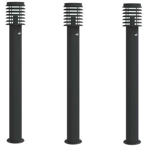 vidaXL Lampadaires d'ext&eacute;rieur et capteurs 3 pcs noir acier inoxydable