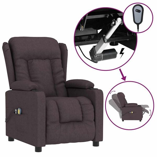 vidaXL Fauteuil électrique de massage Marron foncé Tissu