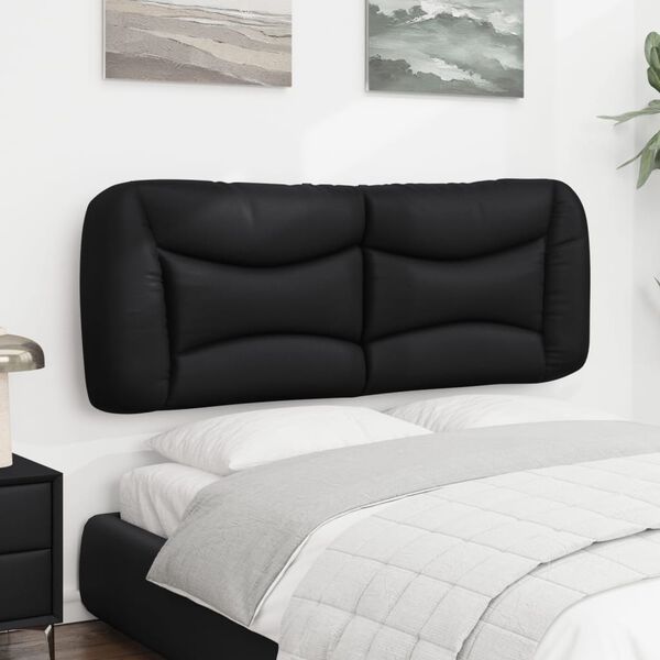 vidaXL Coussin de t&ecirc;te de lit Hvar noir 140 cm similicuir