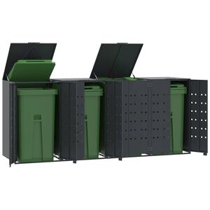 vidaXL Rangement &agrave; roulettes pour poubelles pour 4 bacs anthracite