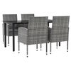 vidaXL Ensemble &agrave; manger de jardin 5pcs gris/noir r&eacute;sine tress&eacute;e/acier