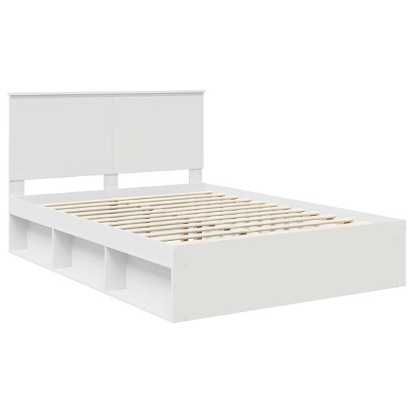 vidaXL Cadre de lit Blanc 140 x 200 cm Bois de pin massif