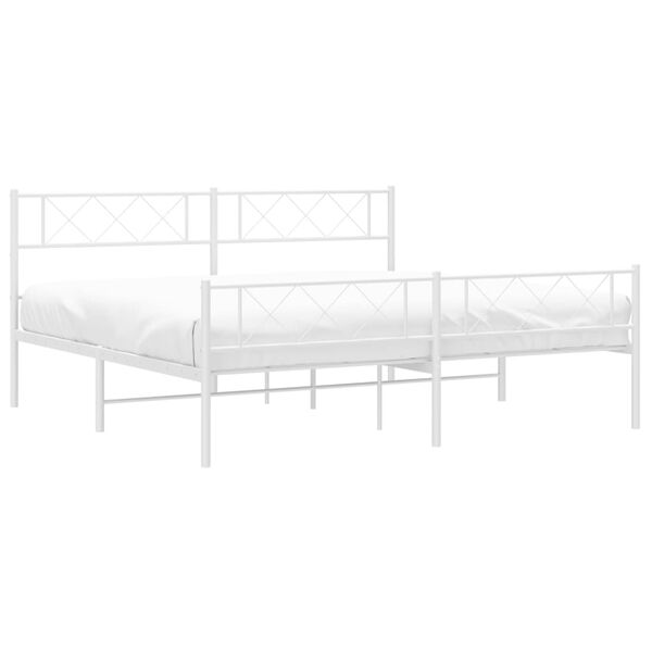 vidaXL Cadre de lit métal sans matelas et pied de lit blanc 180x200 cm