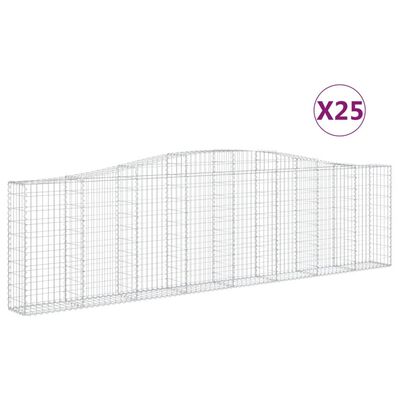 vidaXL Paniers à gabions arqués 25 pcs 400x30x100/120 cm Fer galvanisé