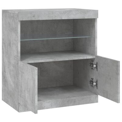 vidaXL Buffet avec lumières LED gris béton 60,5x37x67 cm