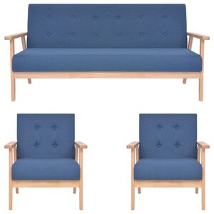 vidaXL Ensemble de canap&eacute;s 3 pcs Tissu Bleu