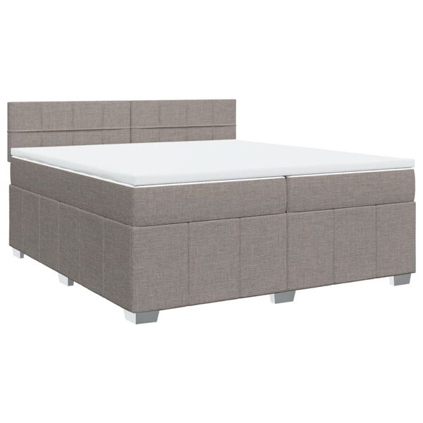 vidaXL Sommier &agrave; lattes de lit avec matelas Taupe 200x200 cm Tissu