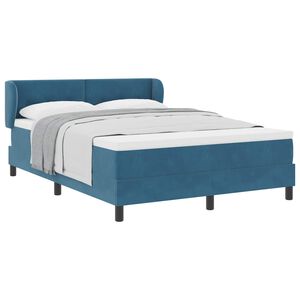 vidaXL Lit &agrave; ressorts avec t&ecirc;te de lit Bleu fonc&eacute; 140 x 200 cm Velours