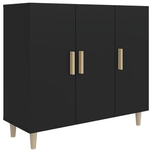 vidaXL Buffet noir 90x34x80 cm bois d'ing&eacute;nierie