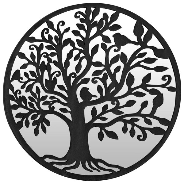 vidaXL Miroir de jardin Noir 60x2,5 cm Fer Rond utilisation ext&eacute;rieure