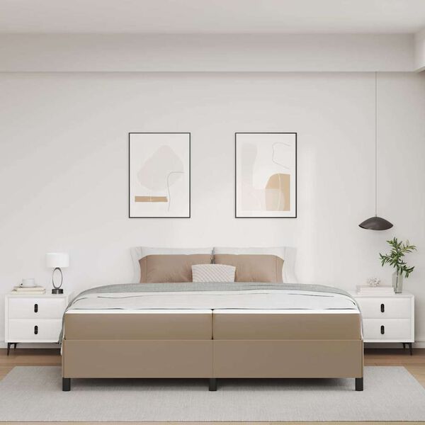 vidaXL Cadre de lit avec matelas Cappuccino 200 x 200 cm tissu